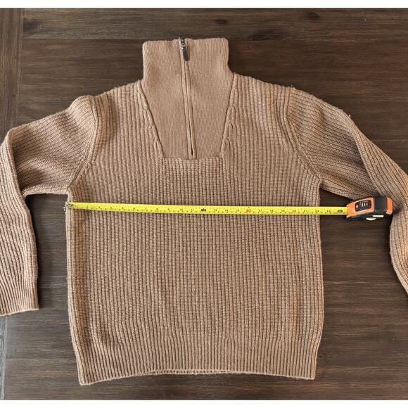 Vince Cashmere Wool Half-Zip Funnel Neck Sweater Womens Large Tan Soft Cozy Knit - Picture 8 of 10
